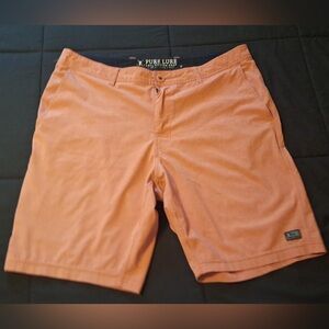 Pure Lure Hybrid Shorts Mens Orange Size 35 Fishing Hiking Outdoor Zip Pocket